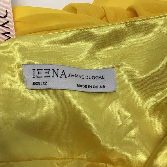 Mac Duggal NWT Asymmetrical Hem Halter Gown Long Dress Yellow Women's Size 12 - Picture 5 of 16